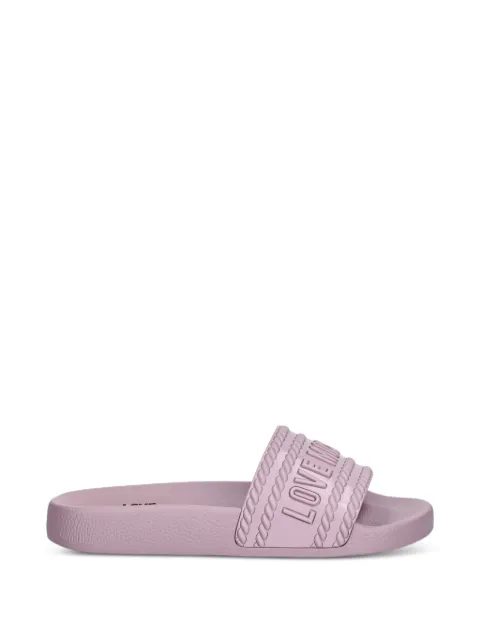Love Moschino logo-embossed rope-detail slides Purple JA28342G0OI22