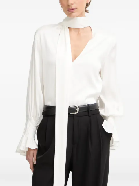 Silvian Heach pussy-bow ruffled blouse White CVP26022BL