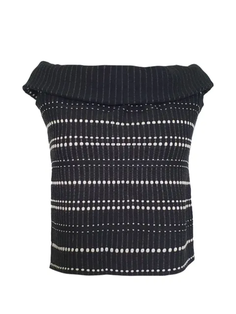 Alexander McQueen Pre-Owned bouclé-knit off-shoulder crop top Black RFCPUGBCL748869W