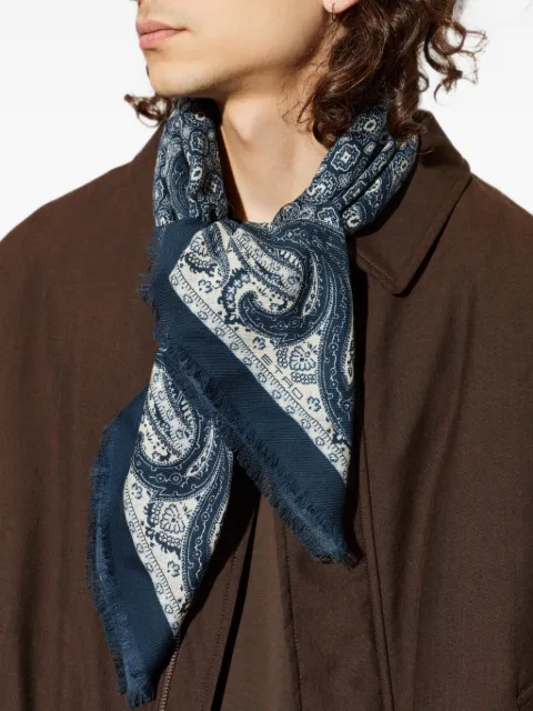 ETRO Paisley-print frayed scarf Blue MAXA0012AK1BV