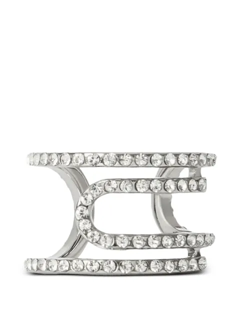 Off-White Paperclip strass-embellished ring Silver OWOC11ZS26MET0017272