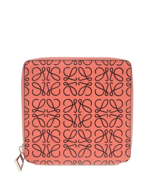 Loewe Pre-Owned 2000-2026 Leather Anagram Square Zip Wallet small wallets Pink UZJ3L6EDZSXJOPH9