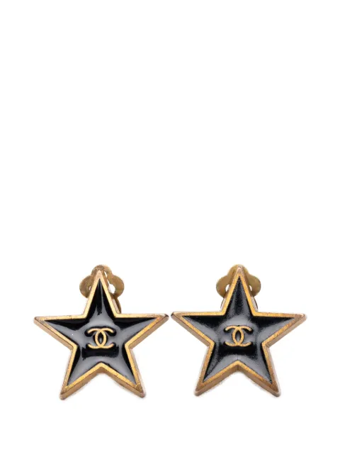 CHANEL Pre-Owned 2001 CC Gold Plated Enamel Star Clip On Earrings costume earrings Black GRJLVDJW2ZD706TK