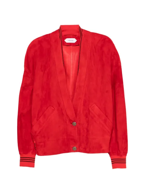 Versace suede-finish striped-trim jacket Red 10253751A18380