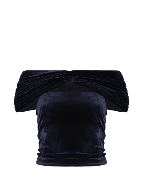 Alberta Ferretti off-shoulder draped top Blue A08022823