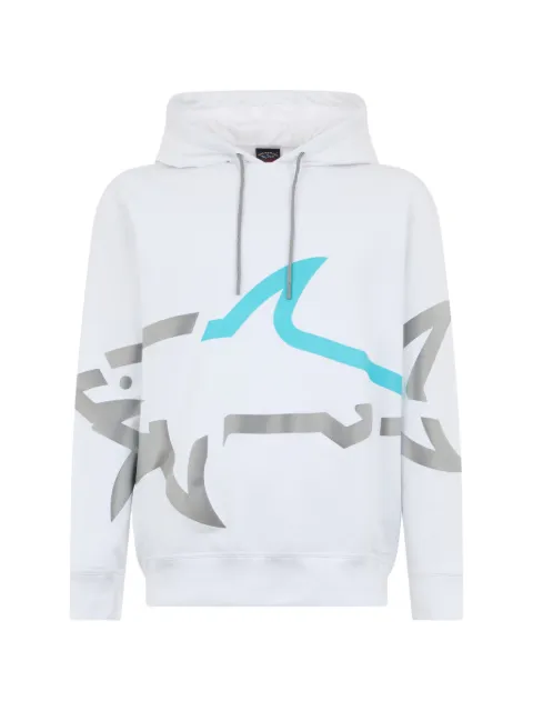 Paul & Shark logo-print drawstring hoodie White 23411841
