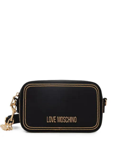 Love Moschino logo-lettering contrast-stitch crossbody bag Black JC4255PP0OKF0