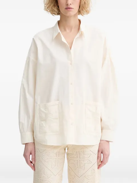 Sessùn Flores open-back embroidered-pocket shirt Neutrals 26210034