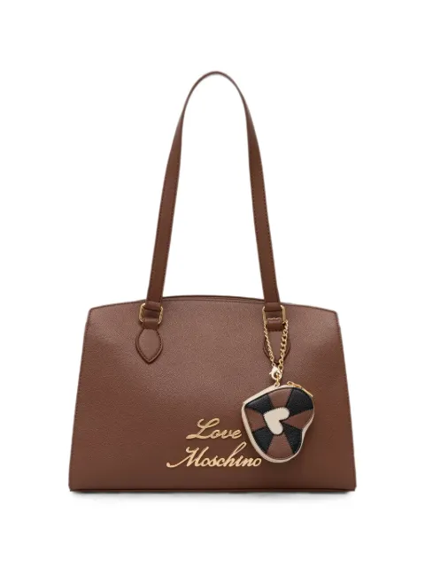 Love Moschino logo-lettering heart-charm tote bag Brown JC4276PP0OK10