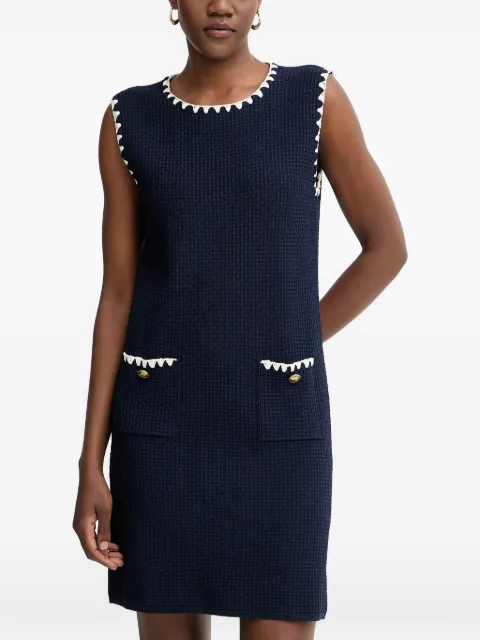 LUISA SPAGNOLI Corriera crochet-trim basket-weave mini dress Blue 100330