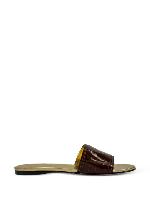Prada Pre-Owned Croc-embossed leather sandals Brown RFCPUGBSH755313W