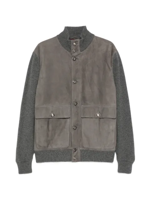 Brunello Cucinelli suede-panel ribbed jacket Grey MPCLF1955CWP86