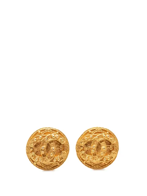 CHANEL Pre-Owned 1994 CC Gold Plated Round Clip On Earrings costume earrings Gold 787HVZD5GVIQ9RA2