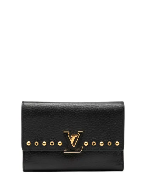 Louis Vuitton Pre-Owned 2017 Studded Taurillon Capucines Compact Wallet small wallets Black GQ9D4A7D3LJ0UJXM