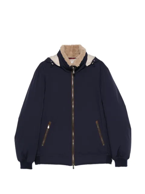 Brunello Cucinelli shearling-collar hooded jacket Blue MV4061606C107