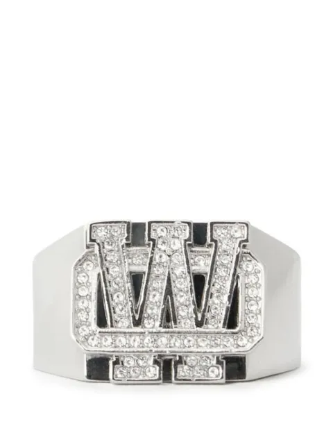 Off-White Bling Strass Arrow signet ring Silver OMOC07QS26MET0017210