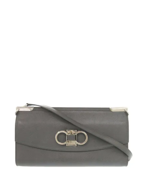 Ferragamo Pre-Owned 2000-2020 Leather Double Gancini shoulder bag Grey MG0FCWXS6XXPRBXZ