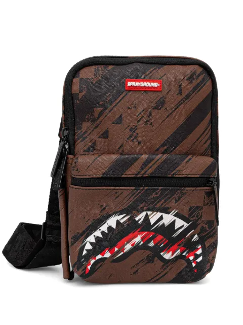Sprayground Shark-print smeared shoulder bag Brown 910B8967