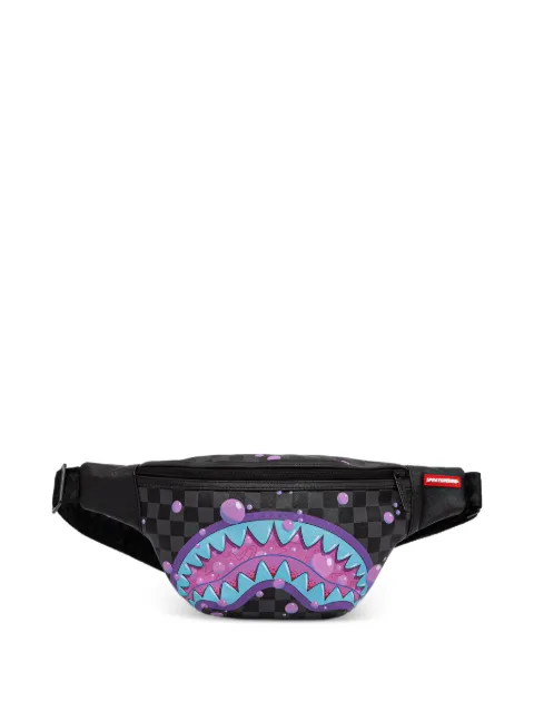 Sprayground Purple Slime check-pattern shark-mouth belt bag Black 910B8956
