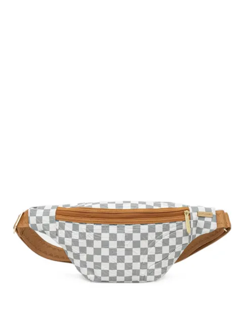 Sprayground check-pattern embossed-logo belt bag White 910B8986