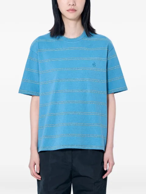 Jil Sander striped logo-embroidered T-shirt Blue J02GC0150J20394486