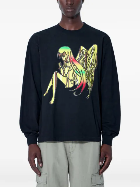 b.Eautiful x Sara Yukiko Angel graphic-print long-sleeve T-shirt Black C014LS006
