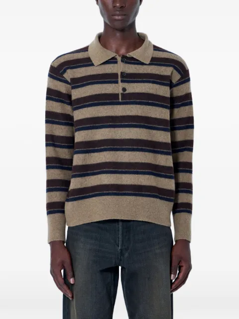 ssstein striped-knit polo sweater Neutrals ST1483BROWN