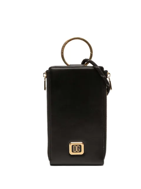 Dolce & Gabbana Pre-Owned 2020-2022 Calfskin Logo Plaque Strapped Wallet shoulder bag Black E4ZM5EC5O4HYWDWY