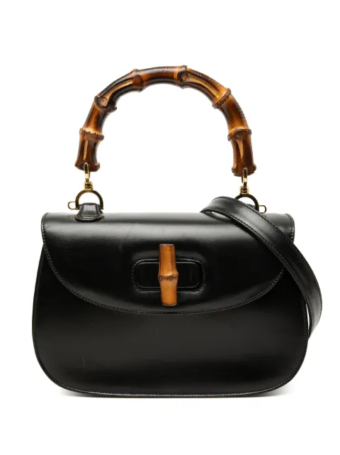 Gucci Pre-Owned 20th Century Calfskin Bamboo Night satchel Black WFHNDNH08DH2S6W4