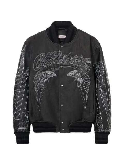 Off-White Skyline leather-sleeve varsity jacket Black 44MJA122Z26L002001