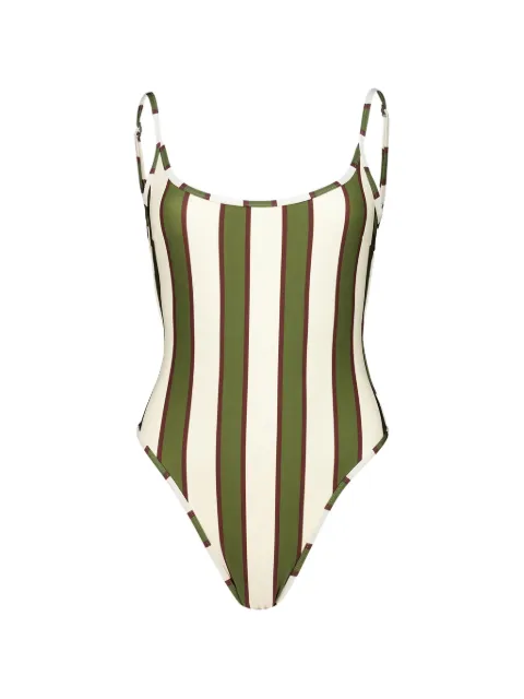 Haight Thidu Piping striped scoop-neck swimsuit Green 01020657