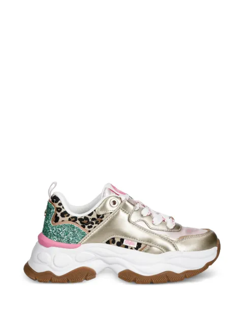 Buffalo Jump One leopard-print glitter-detail sneakers Gold 1636703