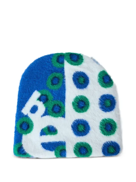 b.Eautiful Department patterned beanie hat White C014BN004