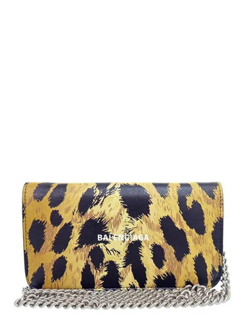 Balenciaga Pre-Owned 2000-2017 Leopard Printed Calfskin Continental Wallet on Chain crossbody bag Neutrals DOP21RTGTM40YPMO