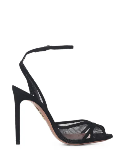 Aquazzura Shear mesh-panelled suede sandals Black SSHHIGS0SFE000