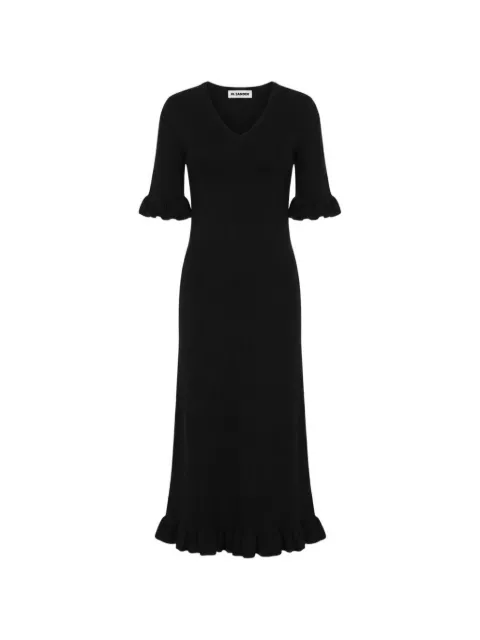Jil Sander ruffle-trim V-neck maxi dress Black J02CT0643J20382