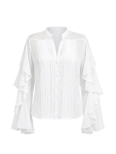 Barbara Bui ruffled-sleeve plumetis blouse White H1404GCB01