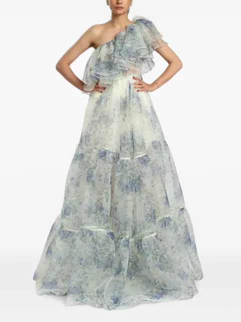 MIAU by Clara Rotescu ruffled one-shoulder maxi dress Blue WILLOW