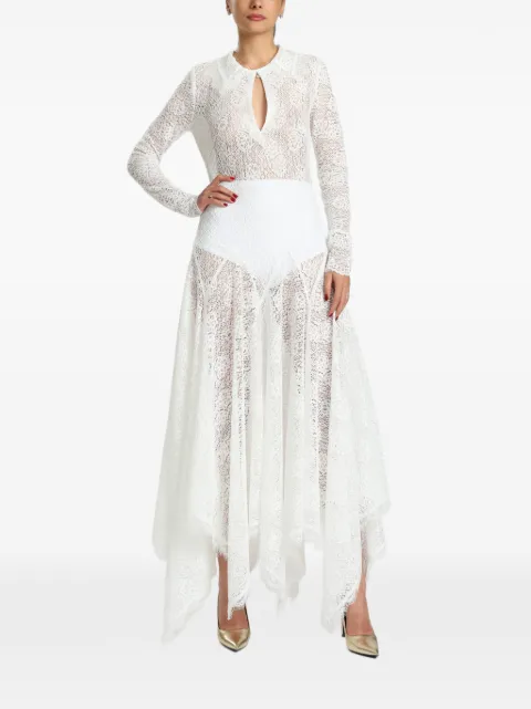 MIAU by Clara Rotescu handkerchief-hem asymmetric maxi dress White POET
