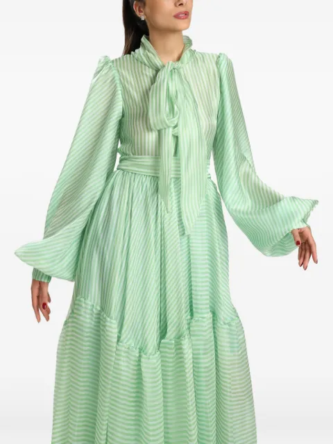 MIAU by Clara Rotescu striped-pattern maxi dress Green BIRDIE
