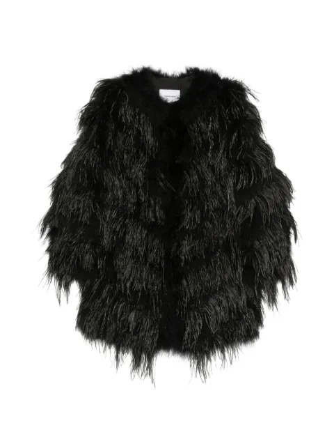 Yves Salomon feather-embellished coat Black 26EYM30585PLMA