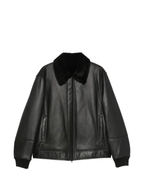Yves Salomon fur-collar leather jacket Black 25WHV60767MSIS