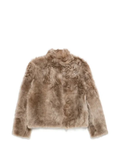 Yves Salomon shearling funnel-neck jacket Neutrals 27WYV62355TOSX
