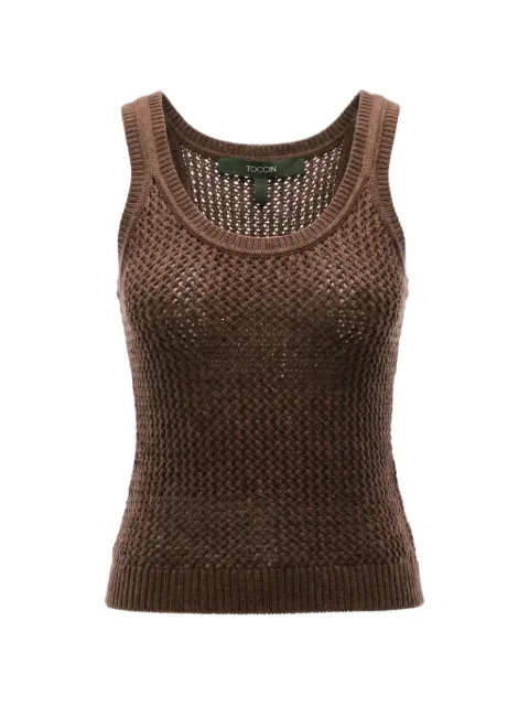 Toccin Andy open-knit tank top Brown TU6919N411