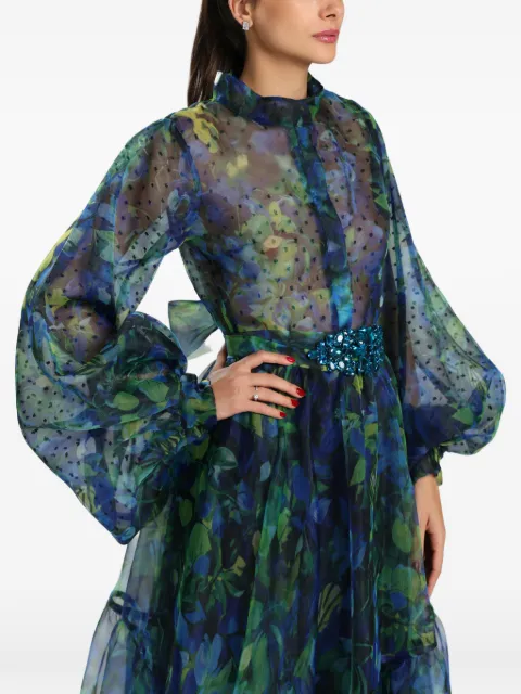 MIAU by Clara Rotescu floral-print tiered gown Blue SONNET