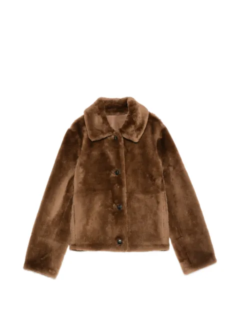 Yves Salomon button-fastening shearling jacket Brown 22WYV64355MESI