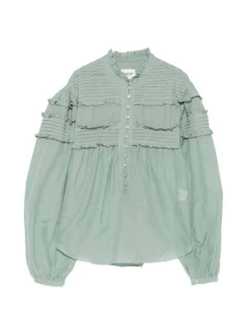 MARANT ÉTOILE Doane ruffled pleated blouse Green HT0914FBB3J04E