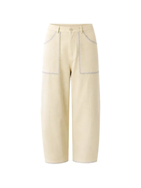 estudio niksen embroidered-trim patch-pocket trousers Neutrals SS265001