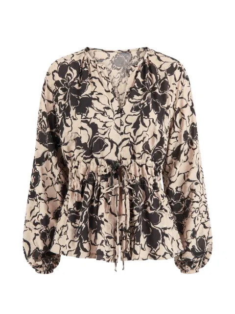 SOLAQUA Poppy floral-print blouse Neutrals 9083