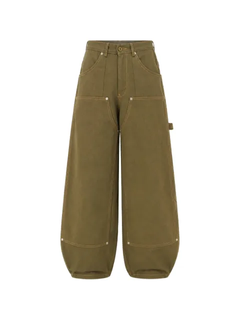 estudio niksen Carpenter contrast-stitching trousers Green SS266003